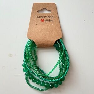 Handmade Green Beaded Bracelet Set